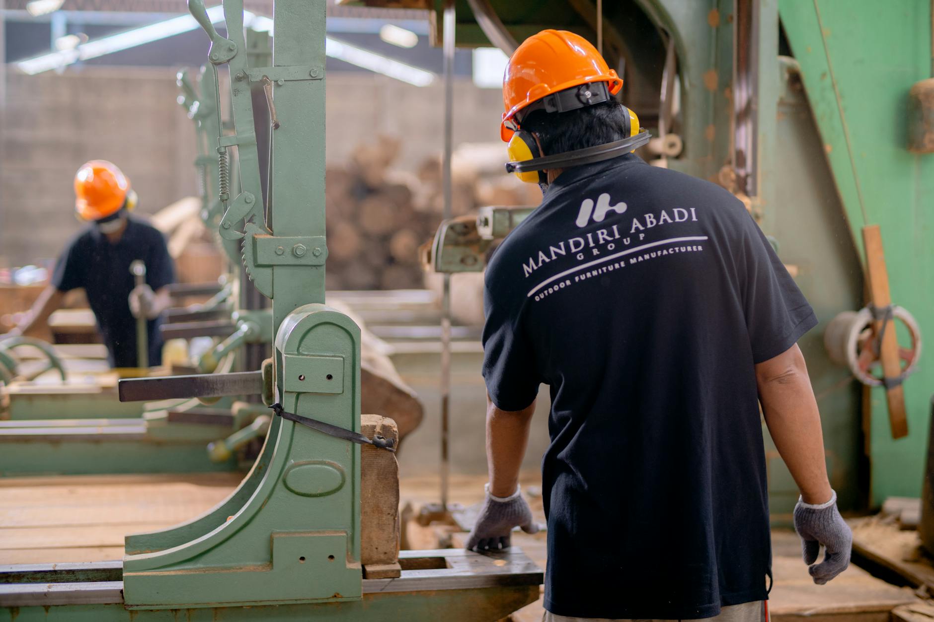 Chinese furniture manufacturing workers on production line